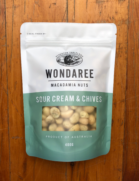 Sour Cream & Chives 400g Wondaree Macadamias Sour Cream & Chives 400g