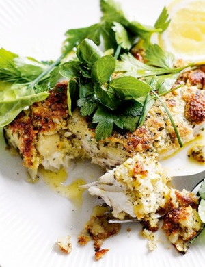 Delicious Magazine Macadamia Crusted Fish with Herb Salad